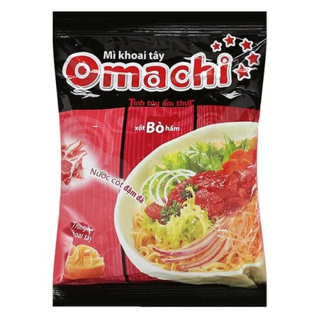 Mì Khoai tây xốt bò hầm Omachi 80g (Thùng 30 gói)