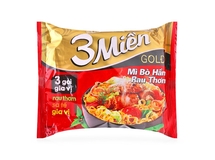 Mì 3 Miền Gold bò hầm rau thơm gói 75g (Thùng 30 gói)